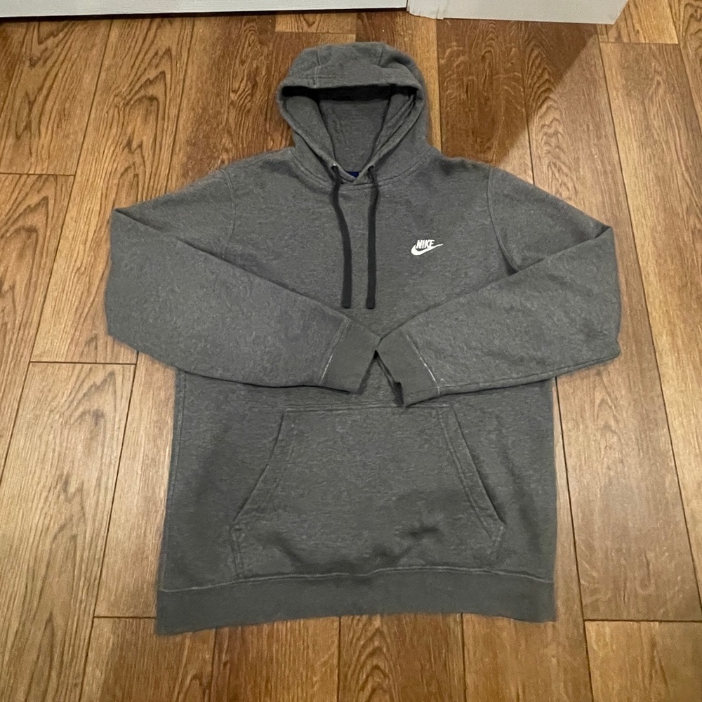 Nike Dark Gray Pullover Hoodie with White Logo